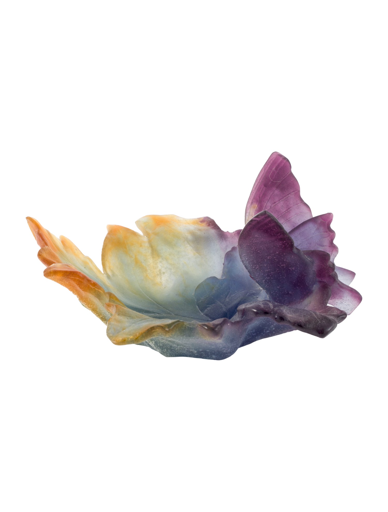 Daum Pâte de Verre Butterfly and Leaf Figurine