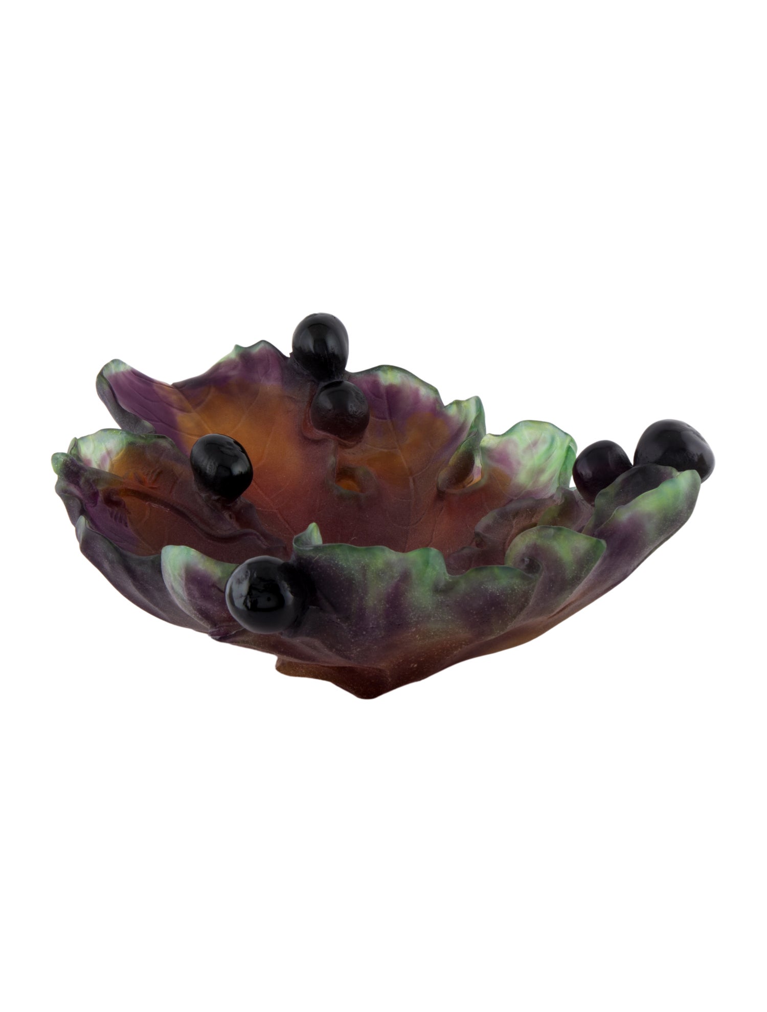 Daum Daum Pâte de Verre Grape Leaf Dish