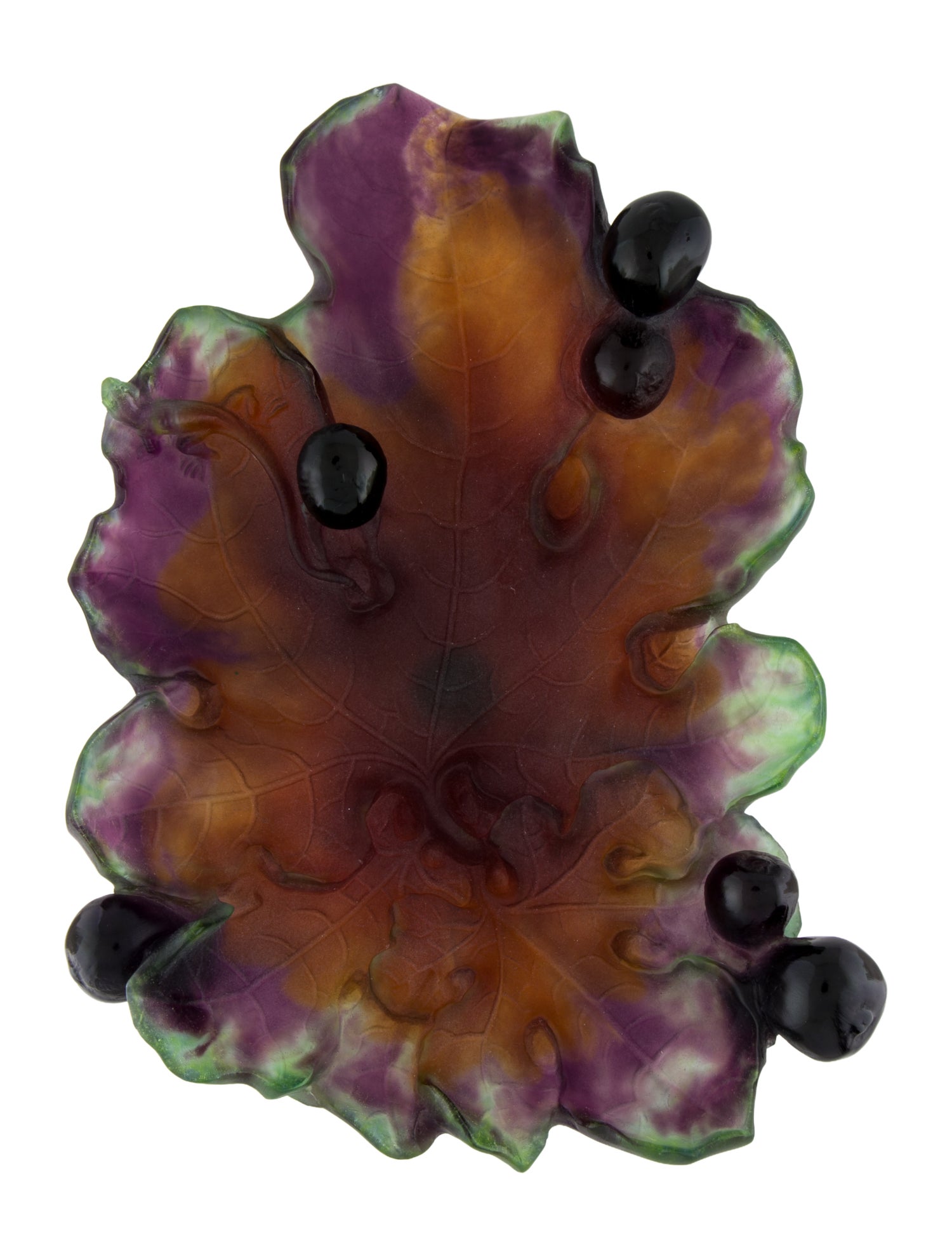 Daum Daum Pâte de Verre Grape Leaf Dish