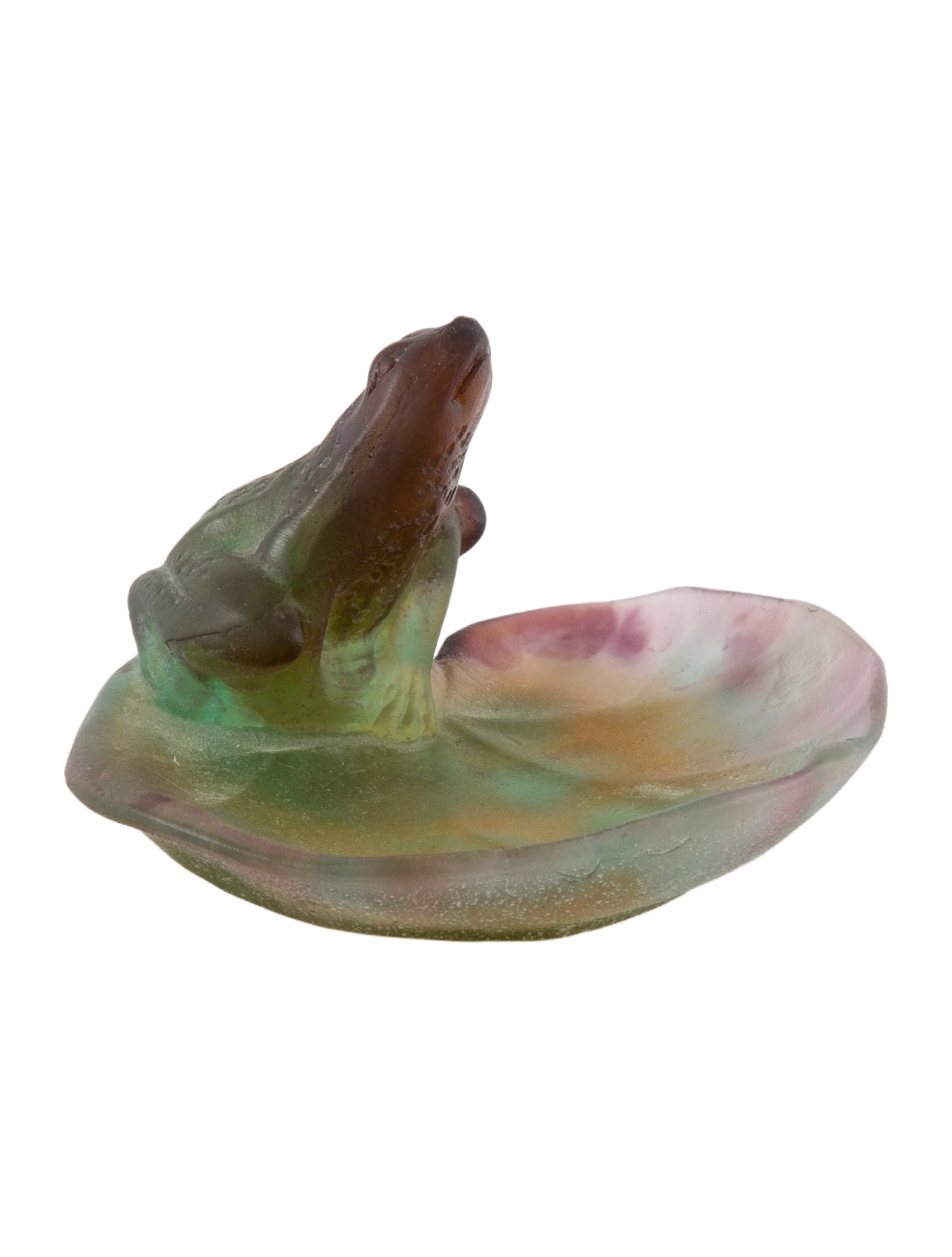 Daum Pâte de Verre Frog On Lily Pad Catchall Dish