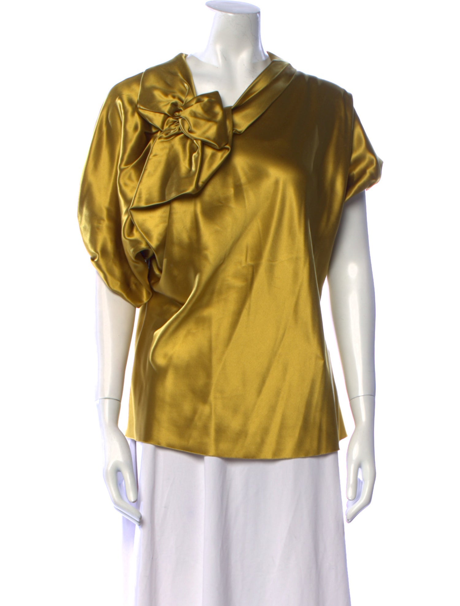 David Szeto Silk Cowl Neck Blouse