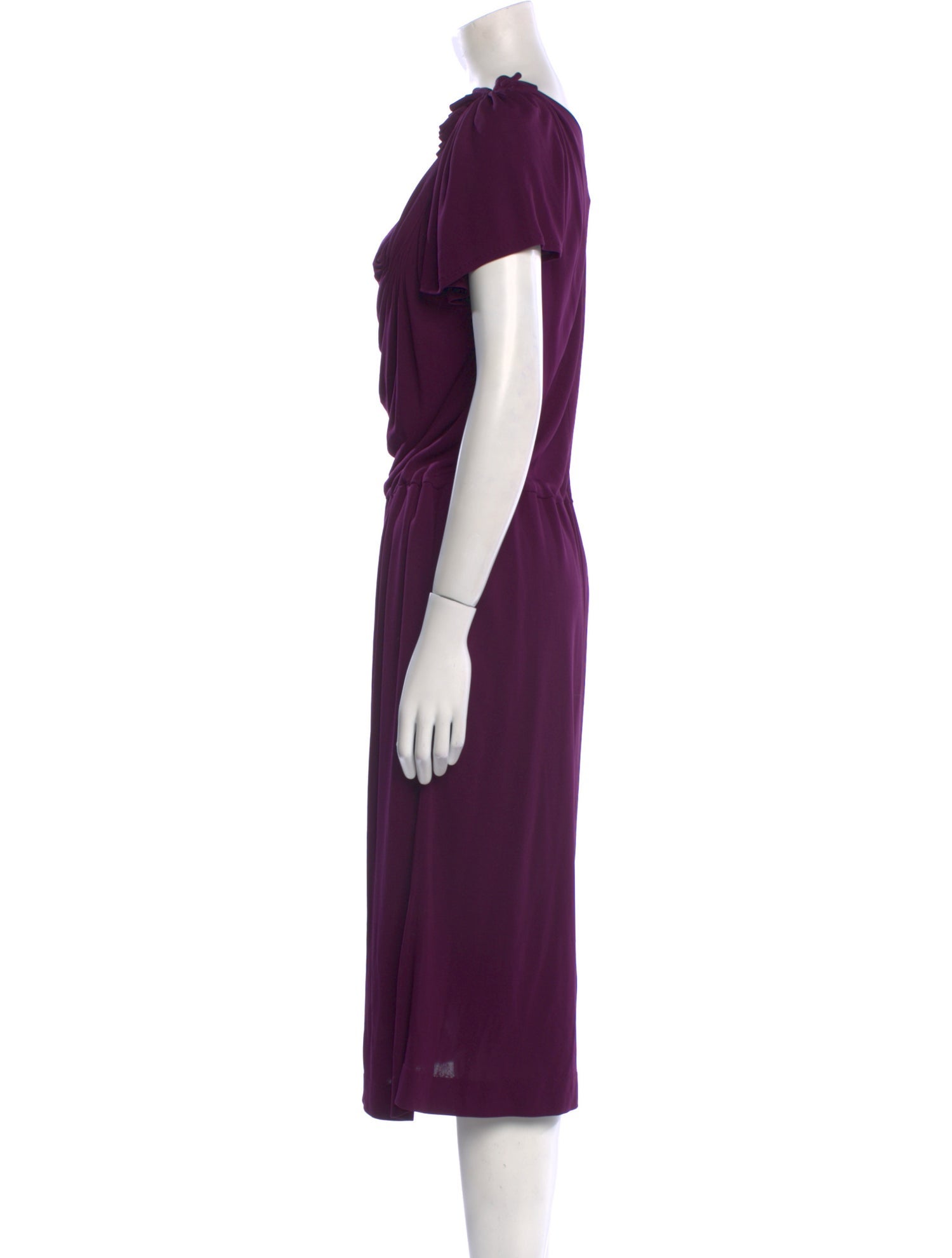 David Szeto Square Neckline Midi Length Dress