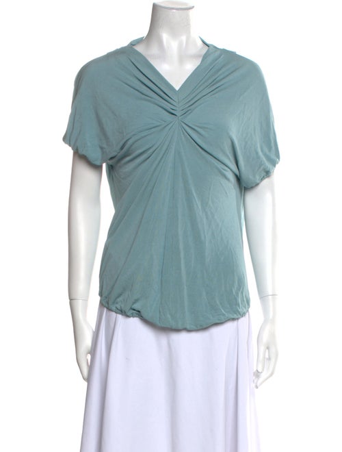 David Szeto V-Neck Short Sleeve Blouse