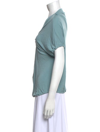 David Szeto V-Neck Short Sleeve Blouse