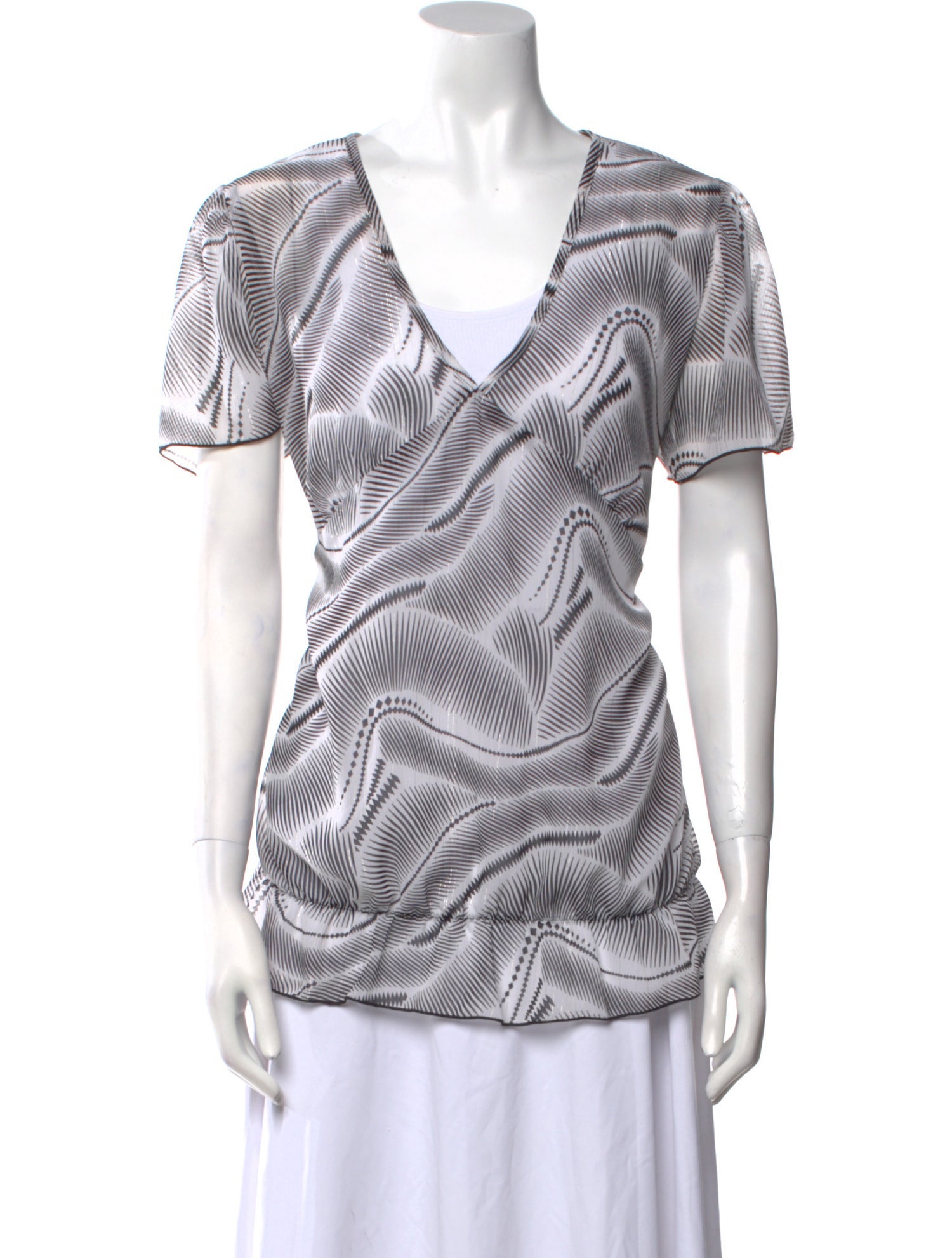 Daniel Benjamin Printed V-Neck Top