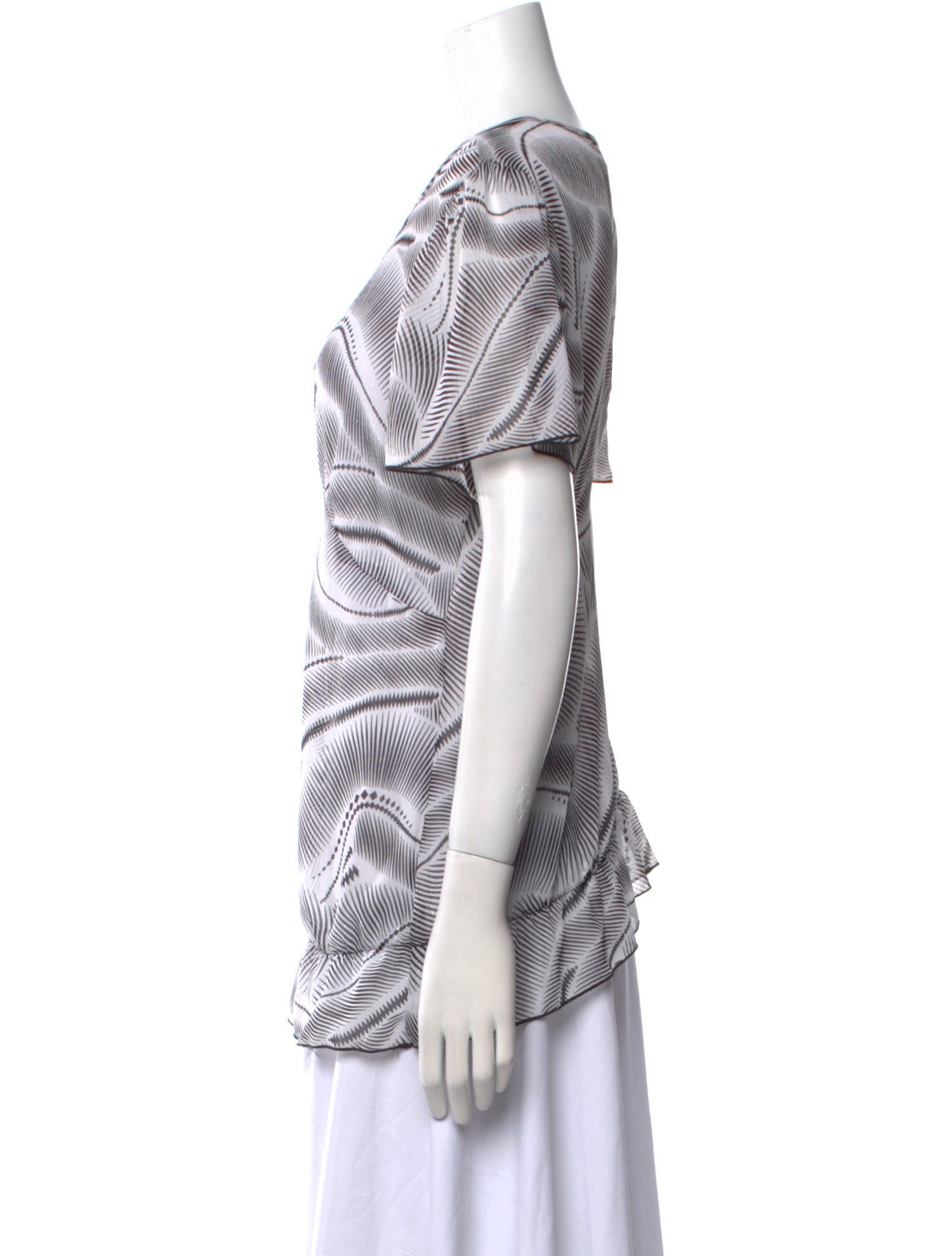 Daniel Benjamin Printed V-Neck Top