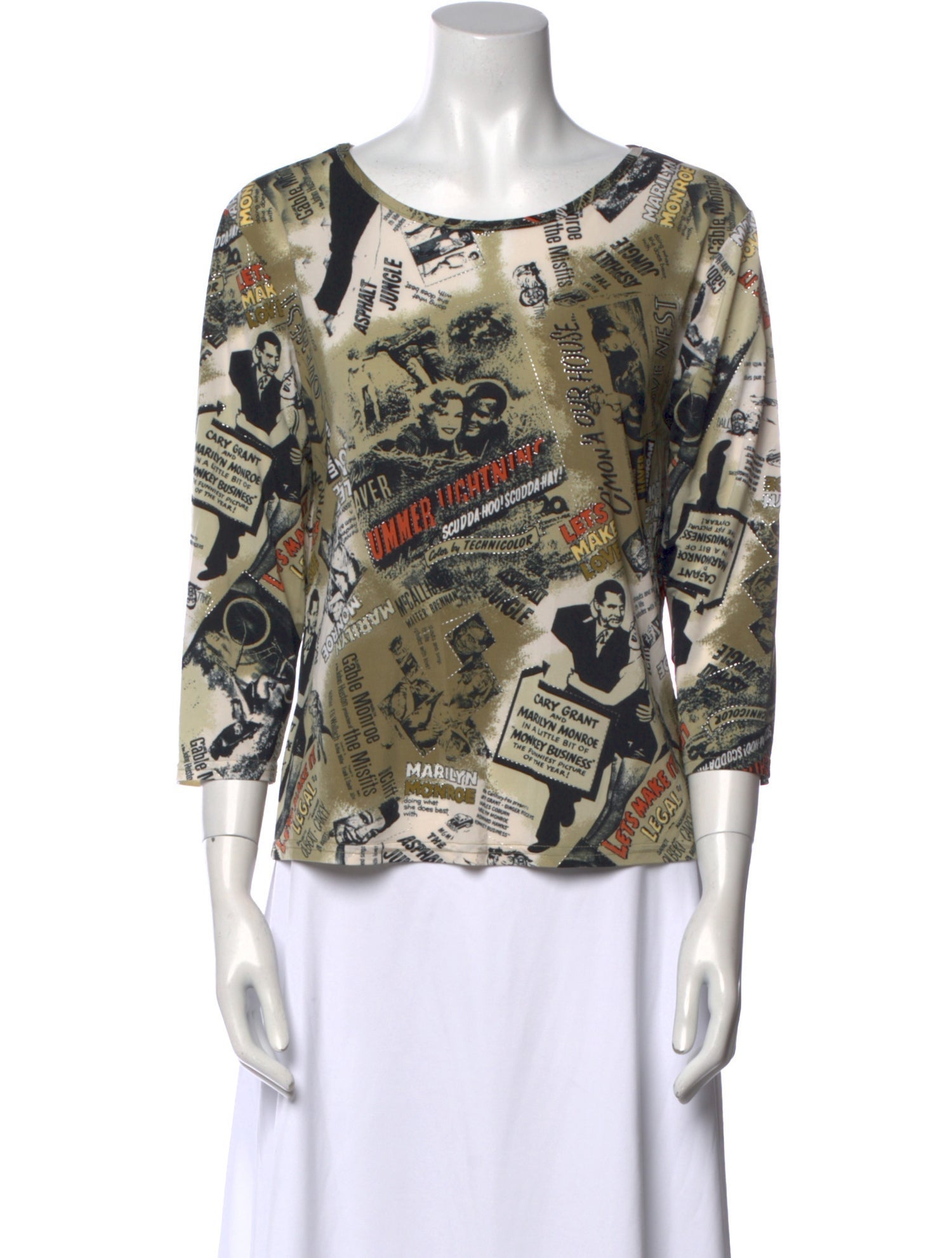 Daniel Benjamin Printed Bateau Neckline Blouse