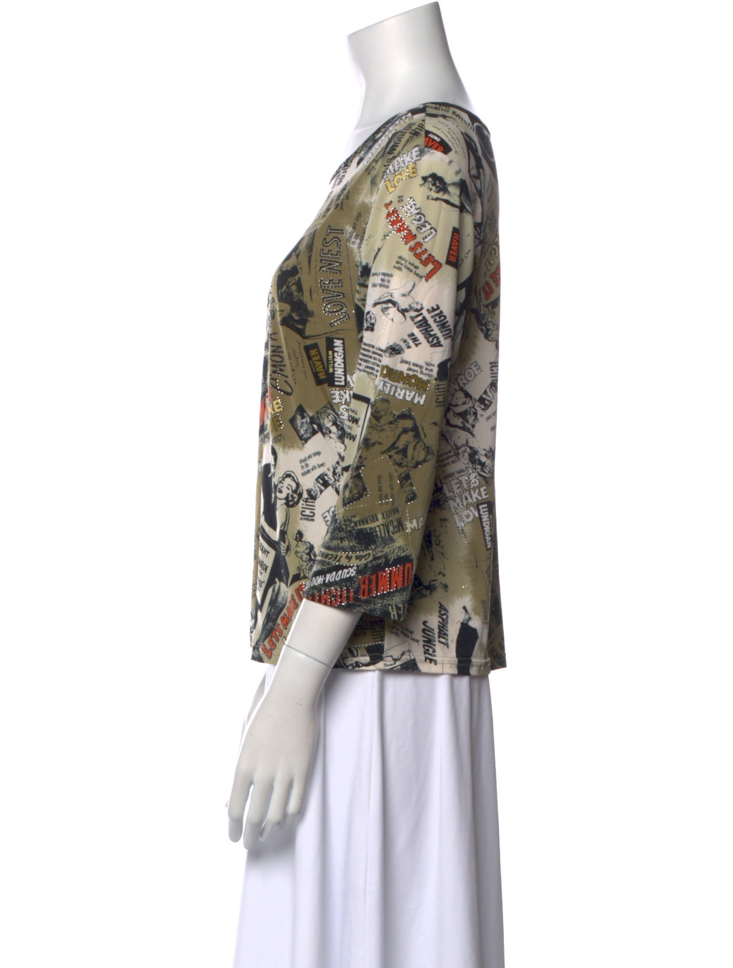 Daniel Benjamin Printed Bateau Neckline Blouse
