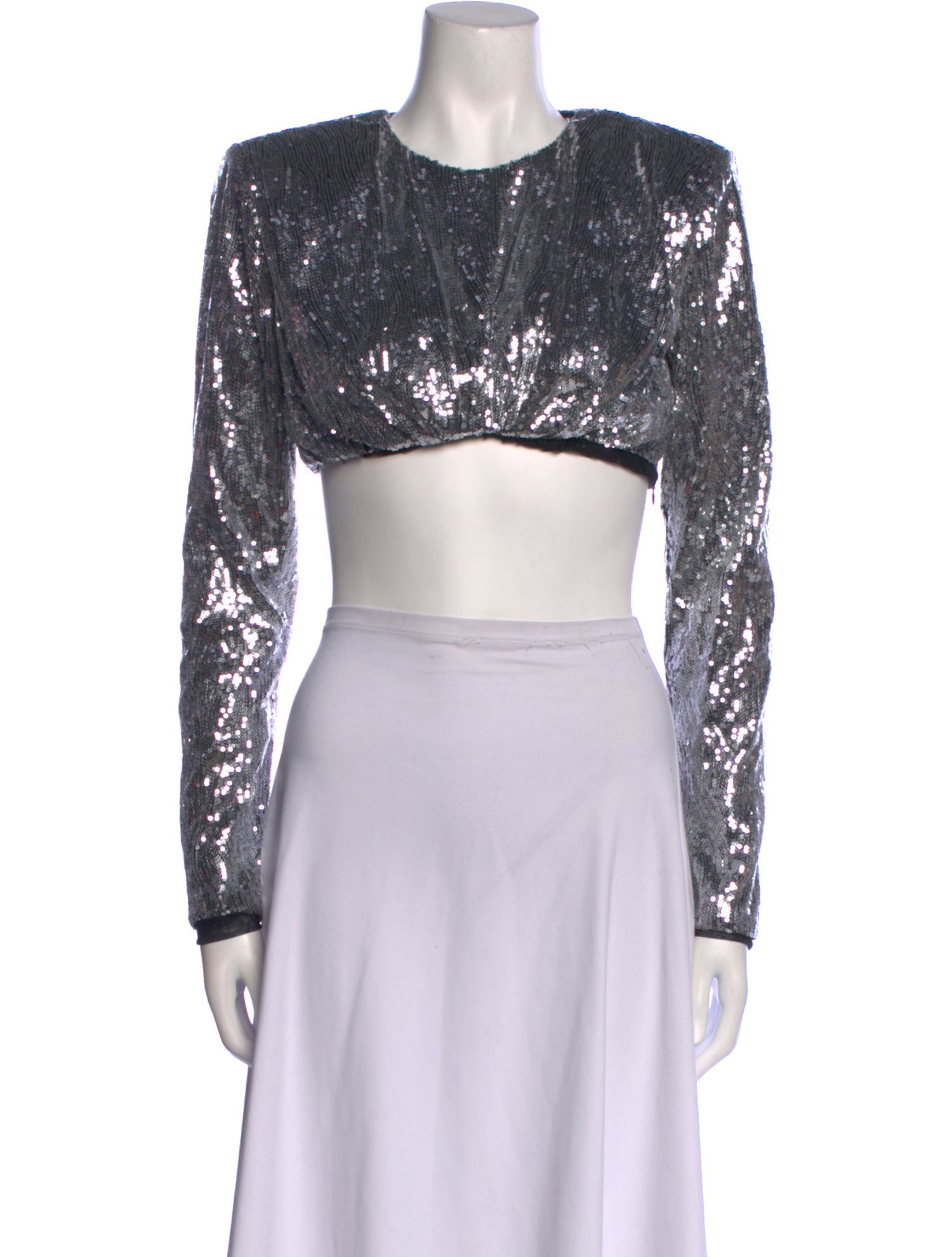 Daniele Carlotta Crew Neck Long Sleeve Crop Top