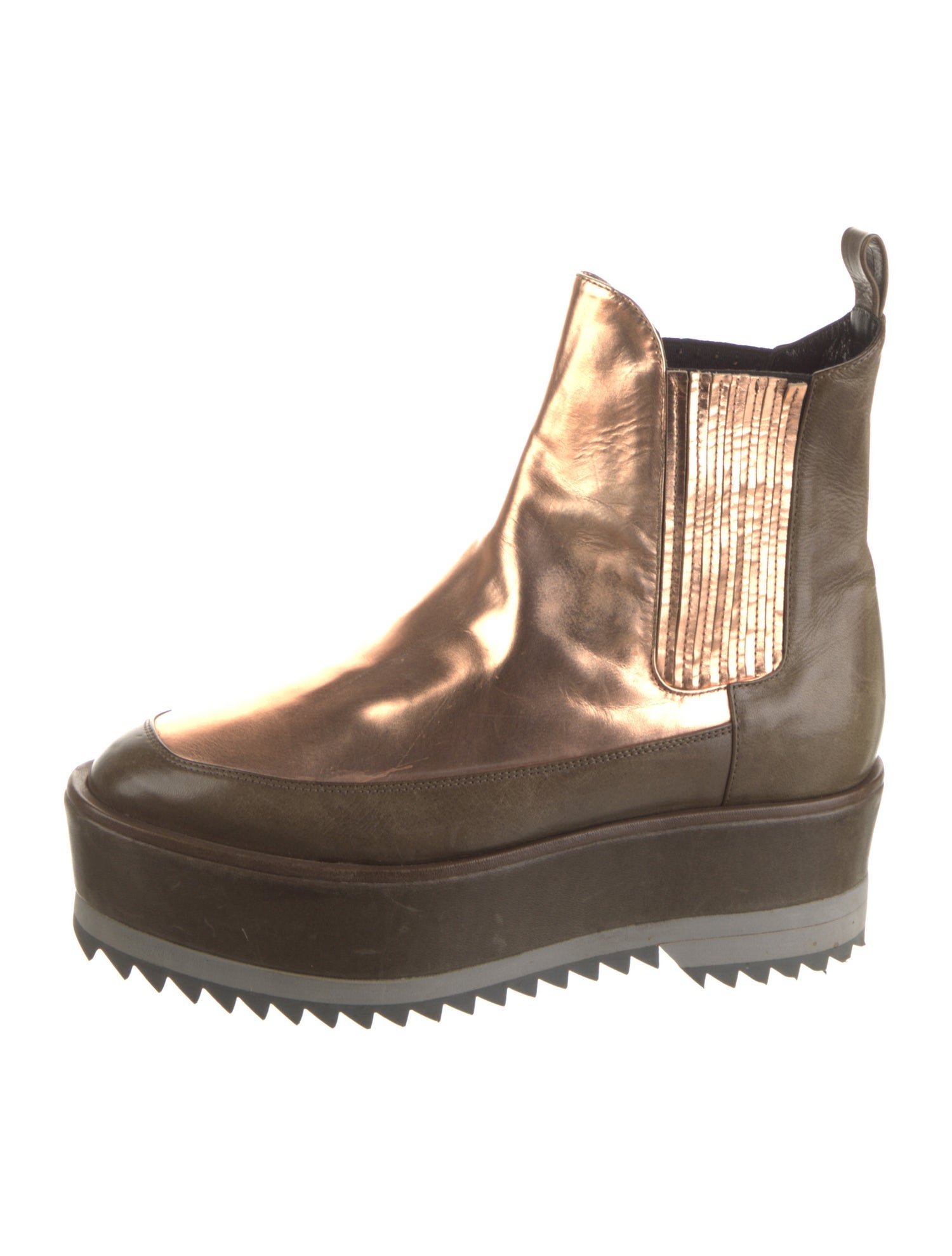 Damir Doma Leather Colorblock Pattern Chelsea Boots