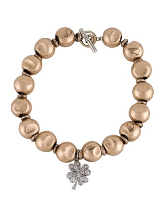 Dodo Two-Tone Diamond Four Leaf Charm Pepita Bracelet