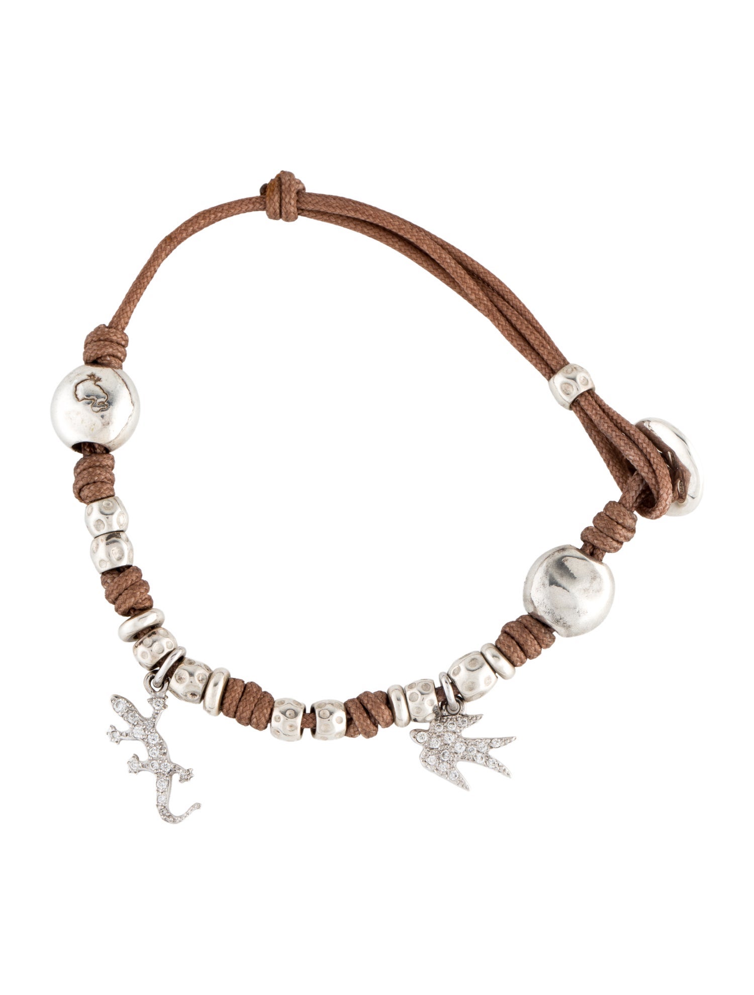 Dodo Diamond & Cord Charm Bracelet