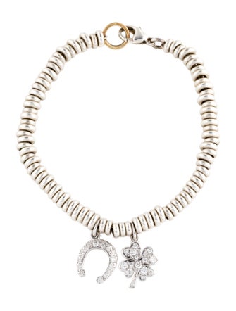 Dodo Diamond Horseshoe & Clover Link Charm Bracelet