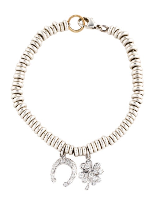 Dodo Diamond Horseshoe & Clover Link Charm Bracelet