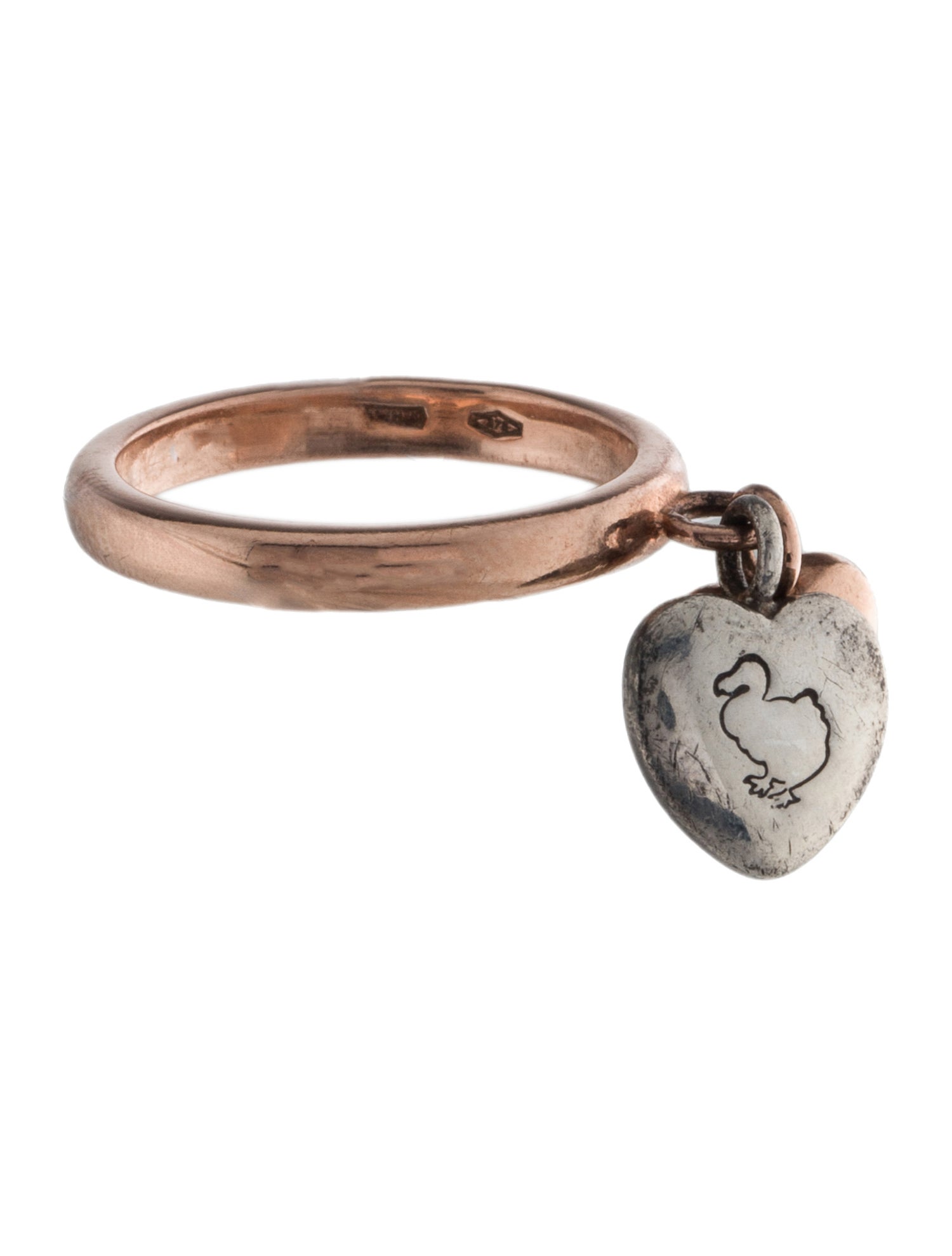 Dodo Two Tone Heart Charms Ring