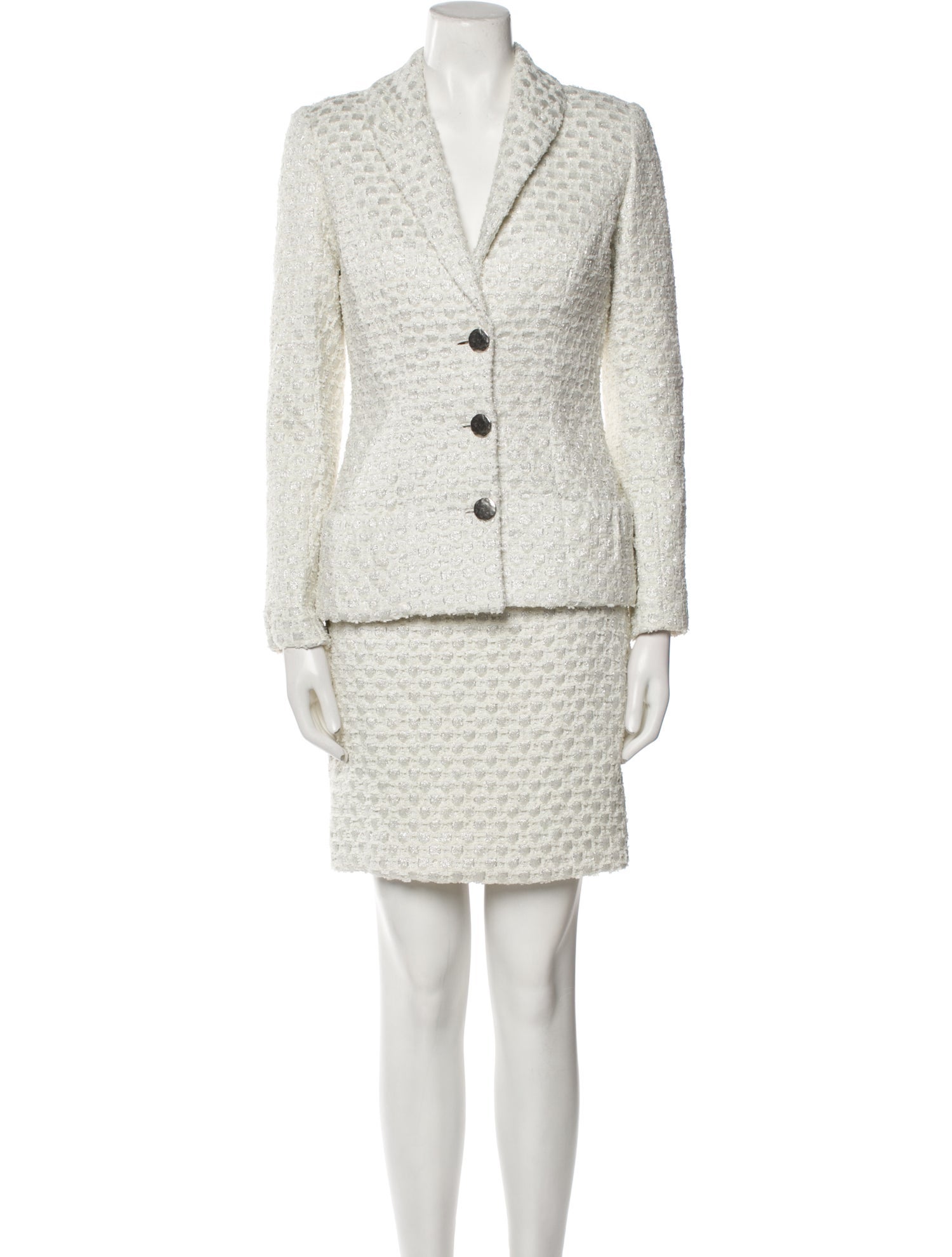 Donald Deal Tweed Pattern Crystal Embellishments Dress Set