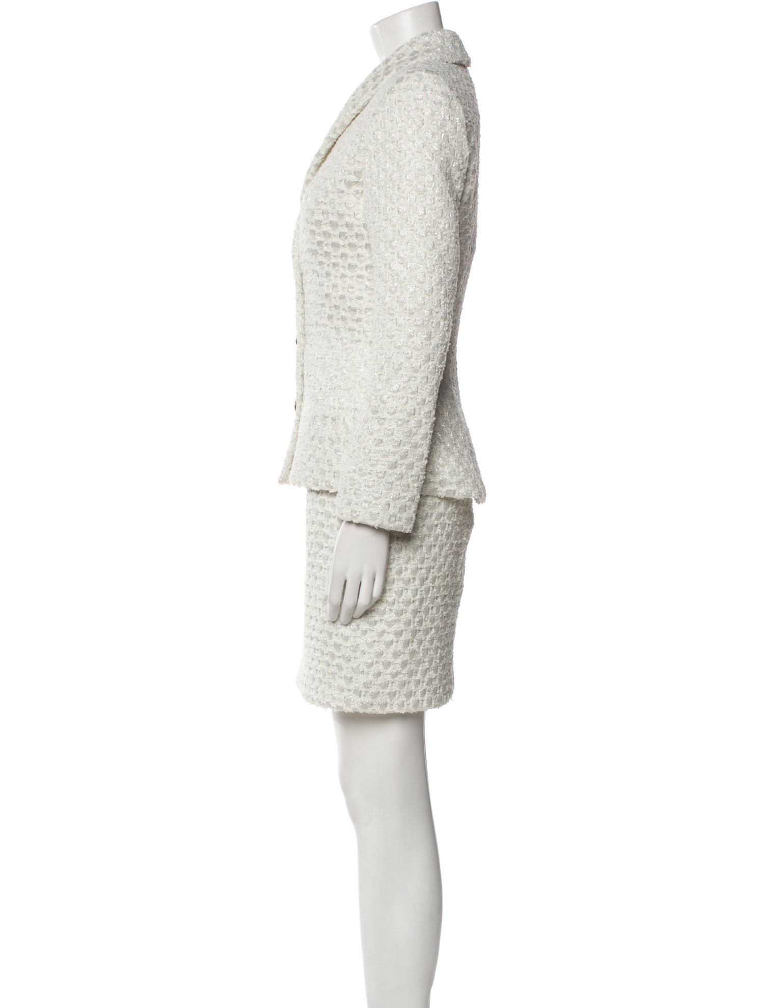 Donald Deal Tweed Pattern Crystal Embellishments Dress Set