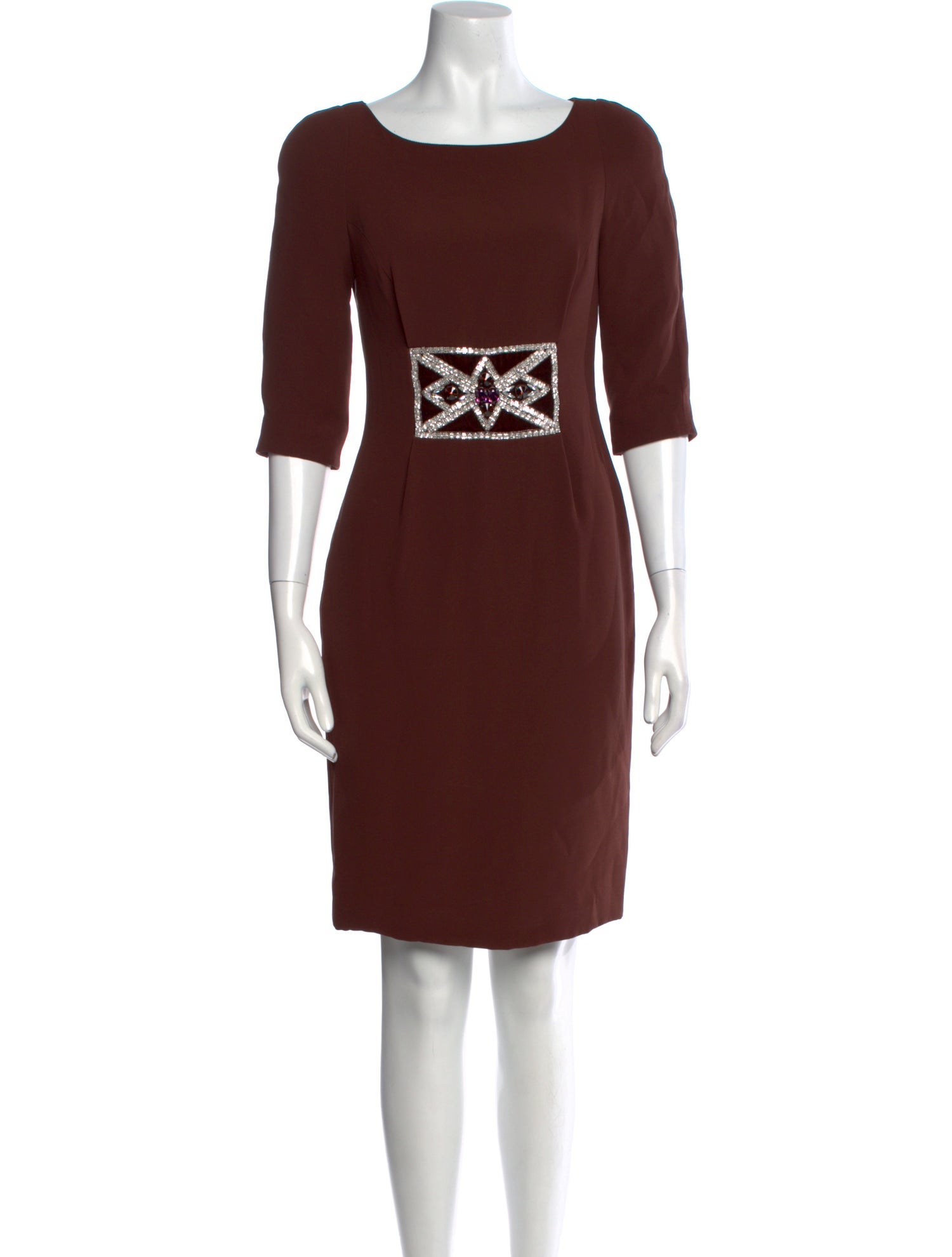 Donald Deal Bateau Neckline Knee-Length Dress