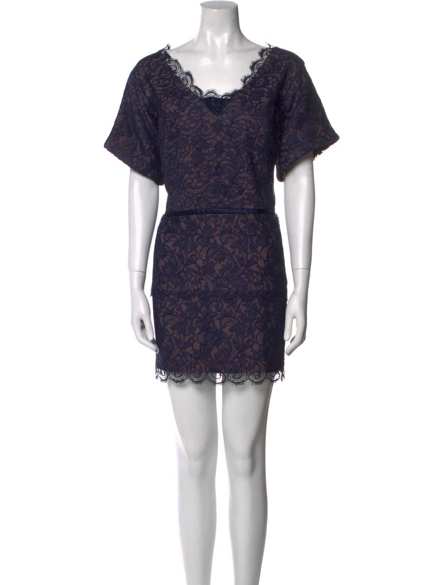 Donald Deal Lace Pattern Mini Dress