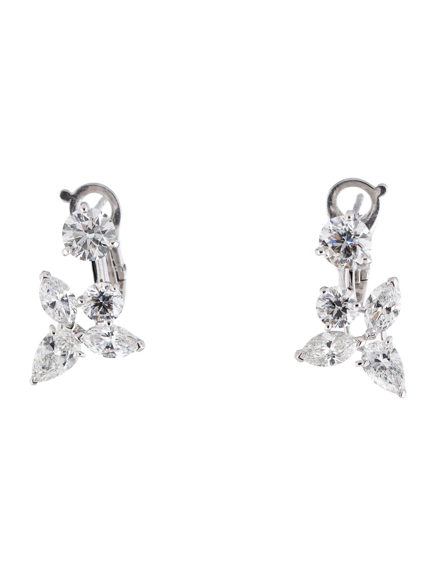 De Beers Platinum 4.23ctw Diamond Cluster Earclips