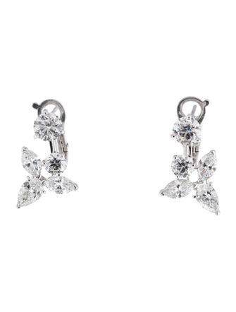 De Beers Platinum 4.23ctw Diamond Cluster Earclips