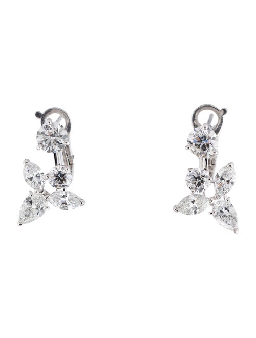 De Beers Platinum 4.23ctw Diamond Cluster Earclips