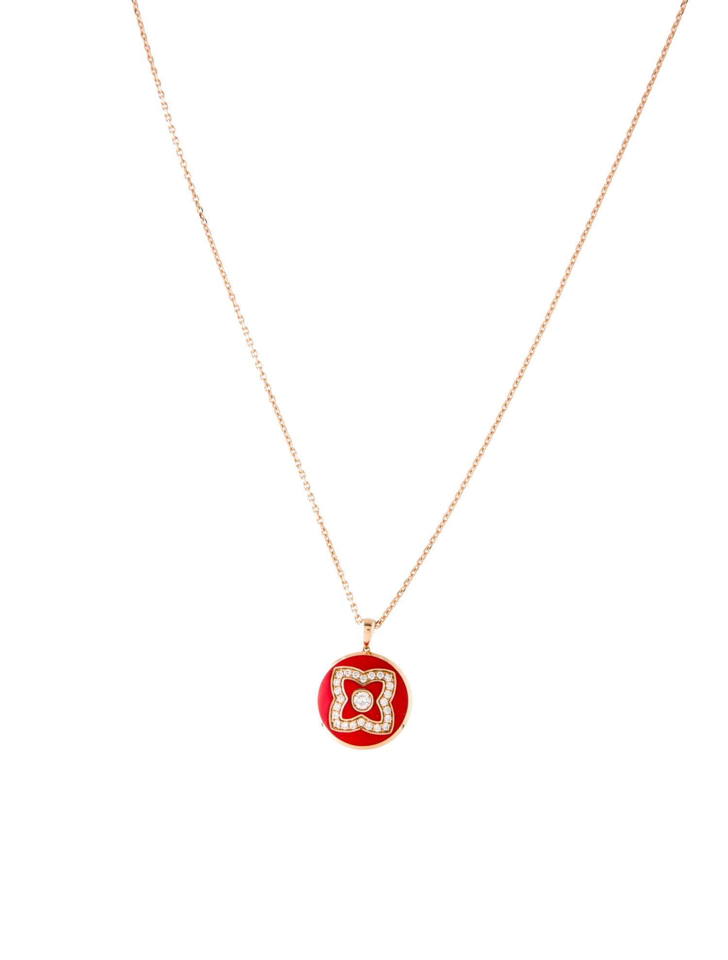 De Beers 18K Diamond & Enamel Enchated Lotus Pendant Necklace