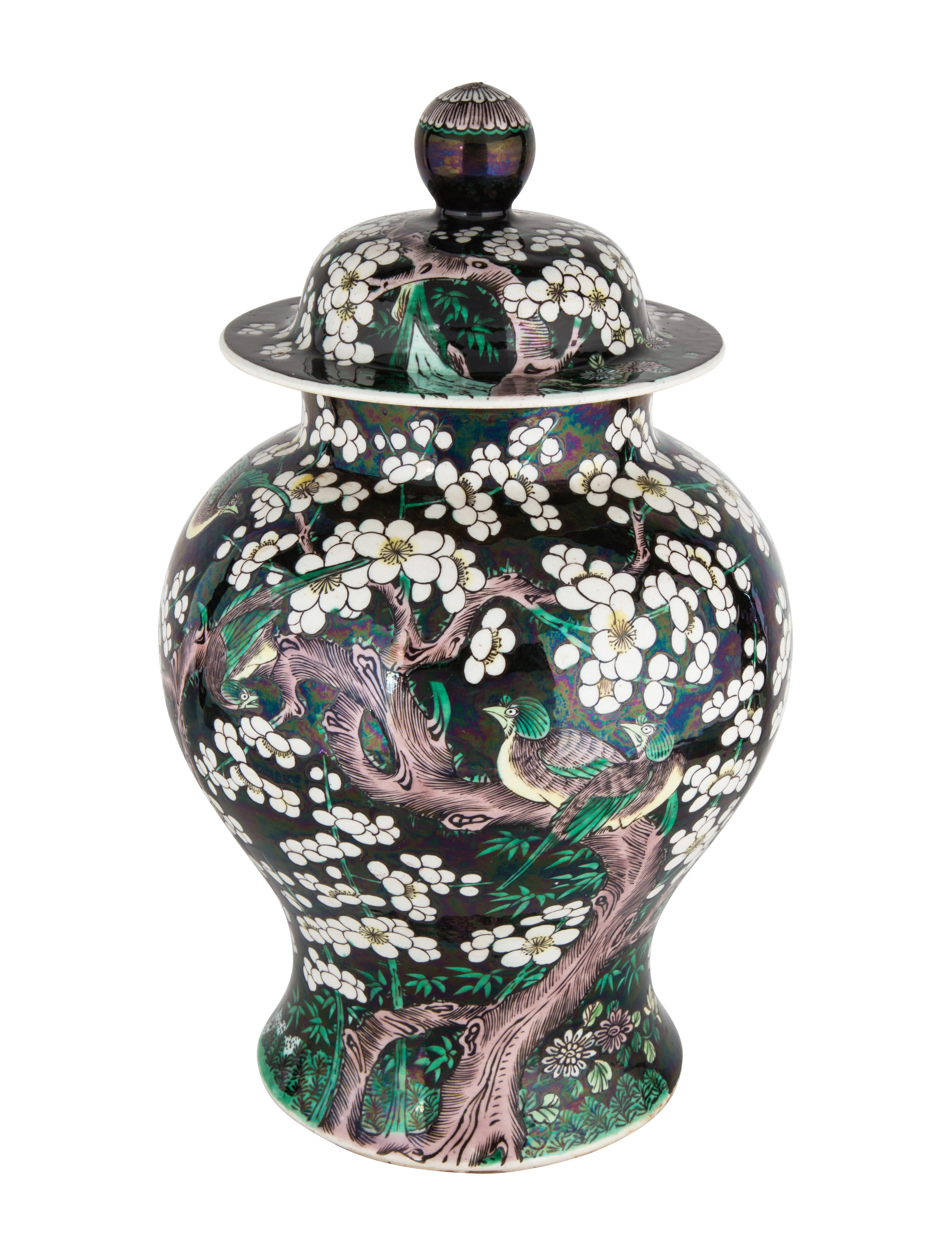 Decor ative Chinese Ginger Jars Black Decorative Accents, Decor