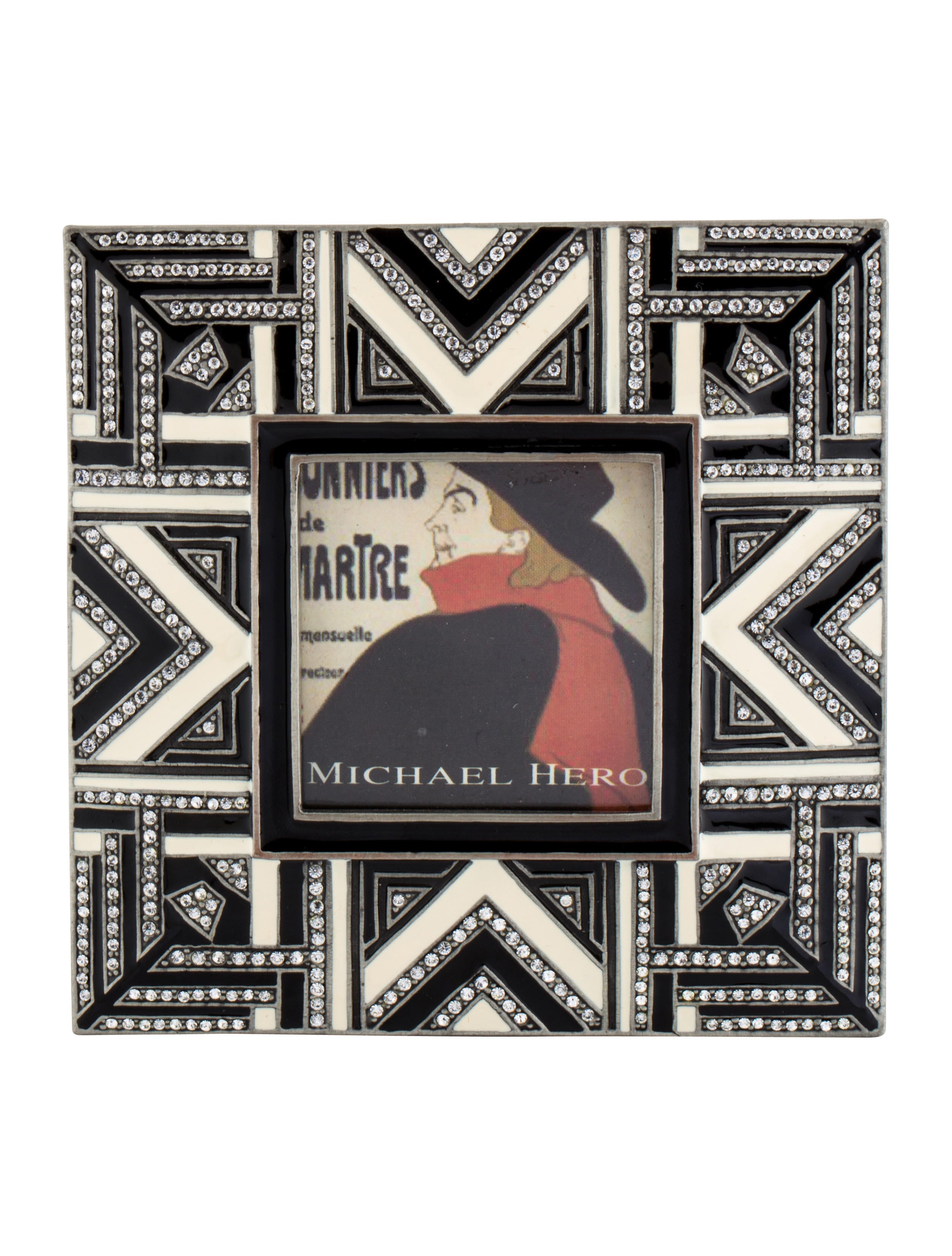 Decor Michael Hero Embellished Art Deco Picture Frame w/ Tags Black Decorative Accents, Decor