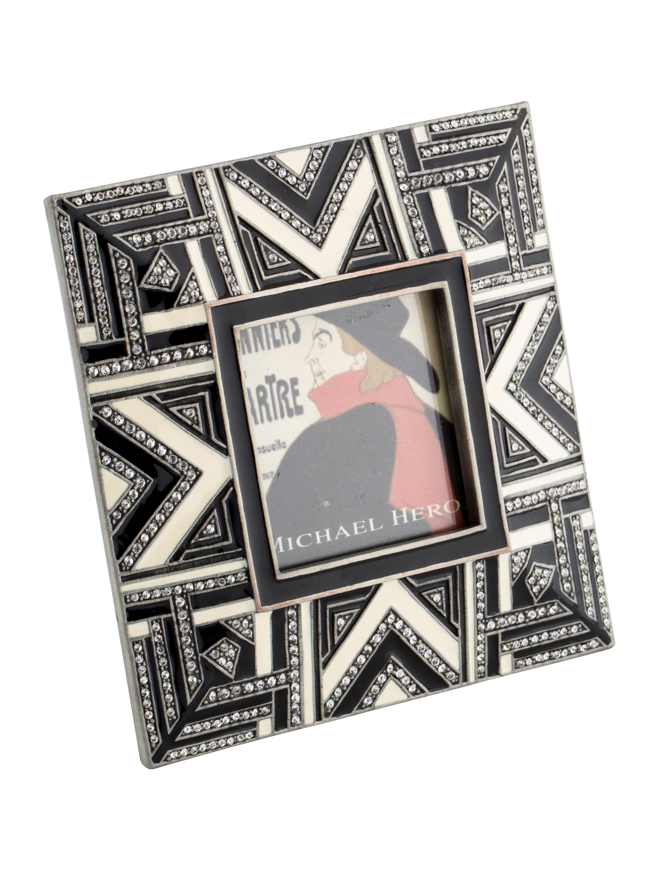 Decor Michael Hero Embellished Art Deco Picture Frame w/ Tags Black Decorative Accents, Decor