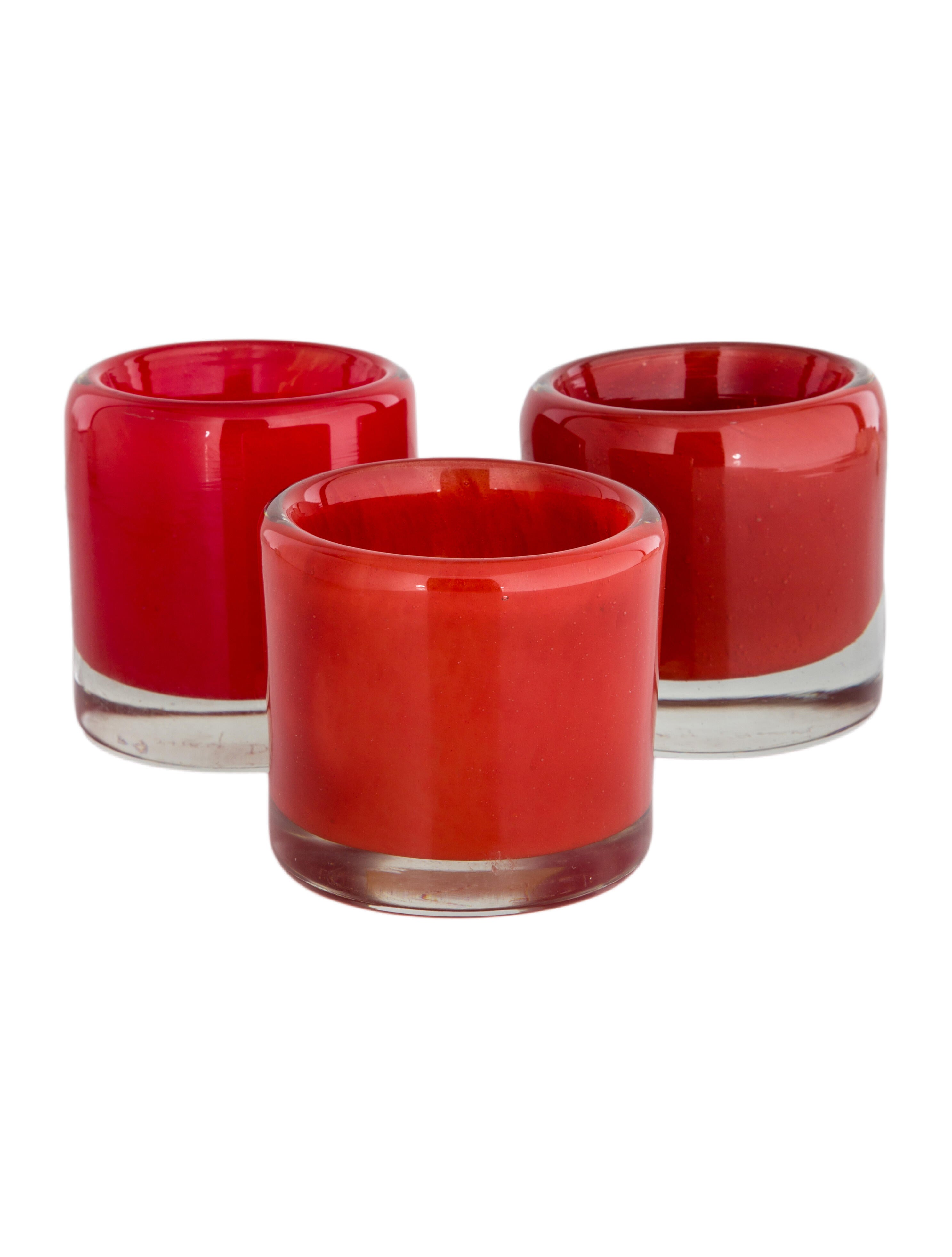 Decor Set of 3 Henry Dean Glass Votives - Red Decorative Accents