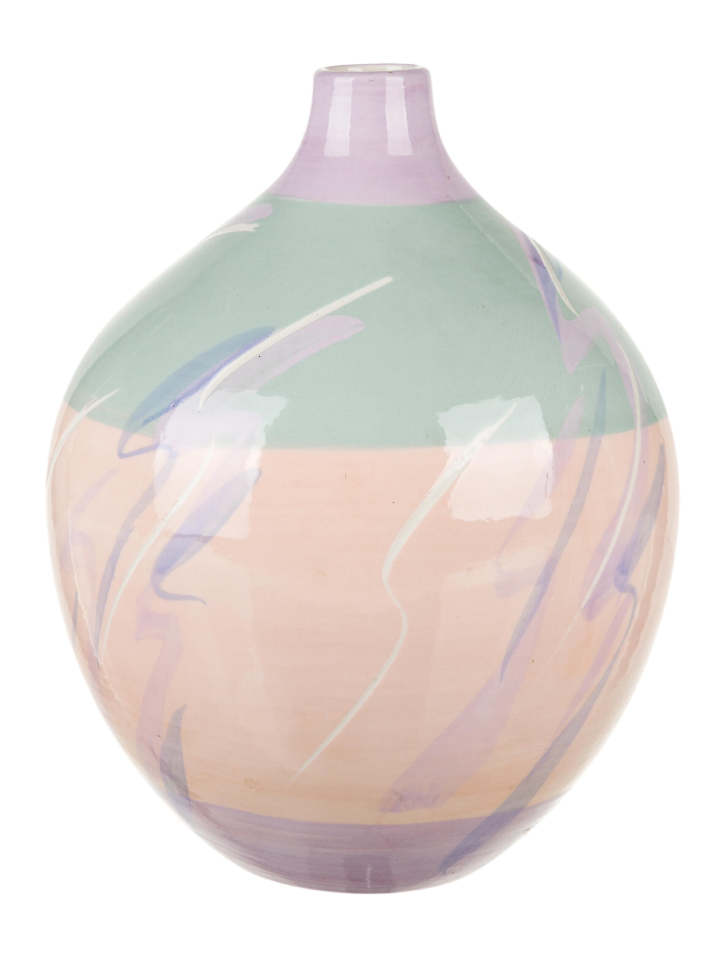 Decor Vintage 1980's Ceramic Vase Pink Decorative Accents, Decor