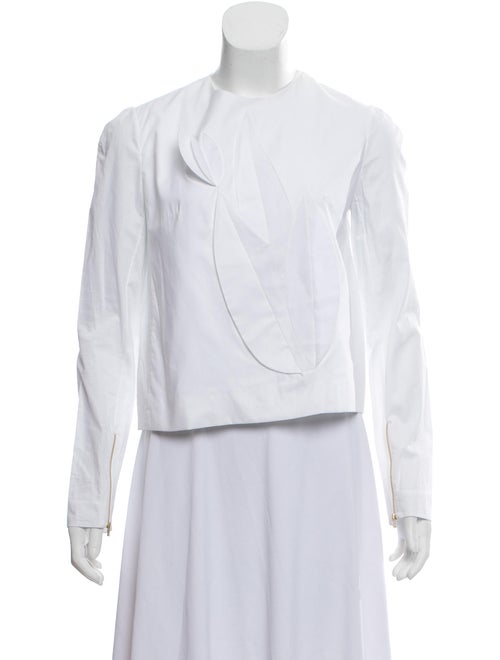 Delpozo Ruffle-Accented Long Sleeve Top White