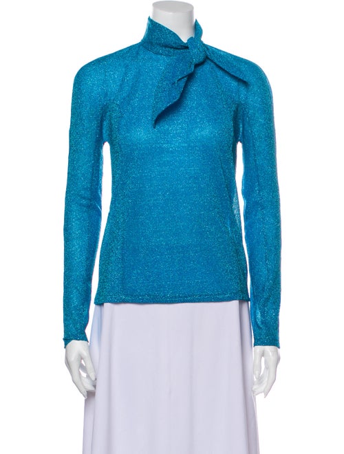 Delpozo Turtleneck Long Sleeve Top Blue