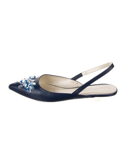 Delpozo Leather Crystal Embellishments Slingback Flats