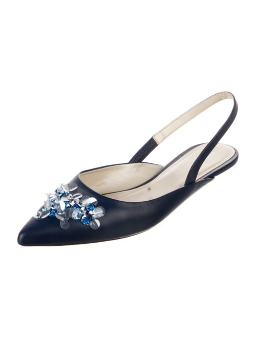 Delpozo Leather Crystal Embellishments Slingback Flats
