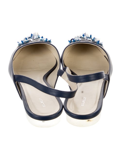 Delpozo Leather Crystal Embellishments Slingback Flats