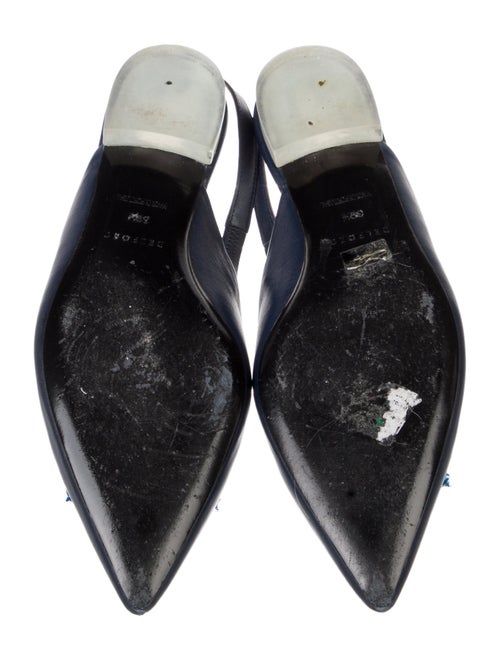 Delpozo Leather Crystal Embellishments Slingback Flats