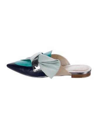 Delpozo Leather Colorblock Pattern Mules