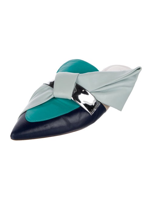 Delpozo Leather Colorblock Pattern Mules