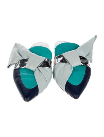 Delpozo Leather Colorblock Pattern Mules