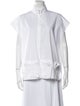 Delpozo Mock Neck Short Sleeve Button-Up Top