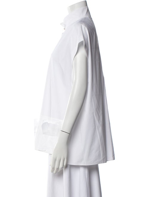 Delpozo Mock Neck Short Sleeve Button-Up Top