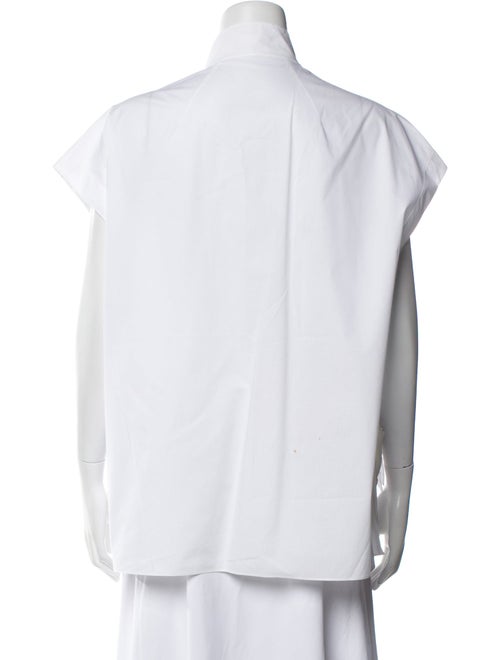 Delpozo Mock Neck Short Sleeve Button-Up Top
