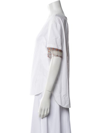 Delpozo V-Neck Short Sleeve T-Shirt