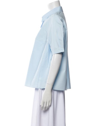 Delpozo Three-Quarter Sleeve Button-Up Top