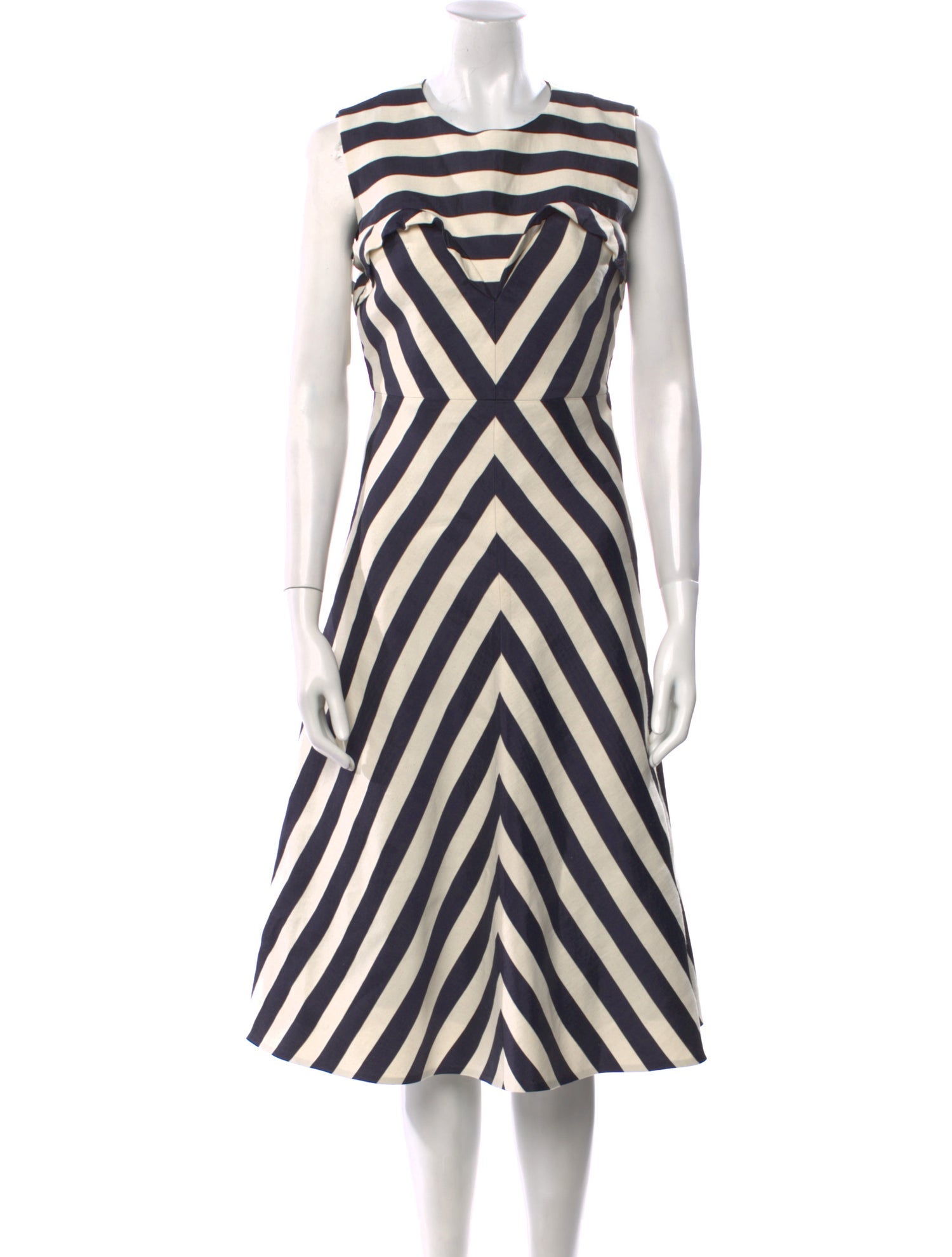 Delpozo Striped Midi Length Dress
