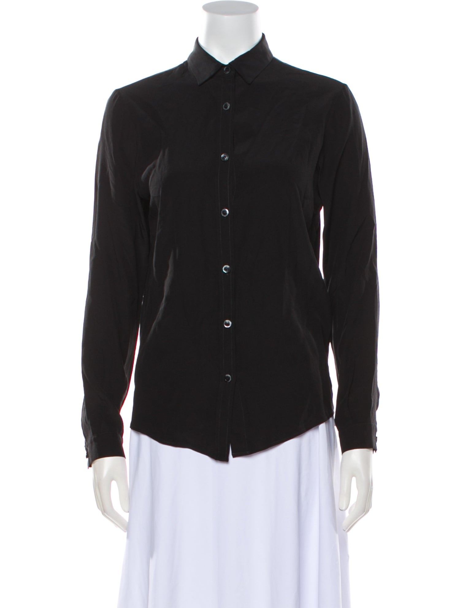 Del Core Silk Long Sleeve Button-Up Top