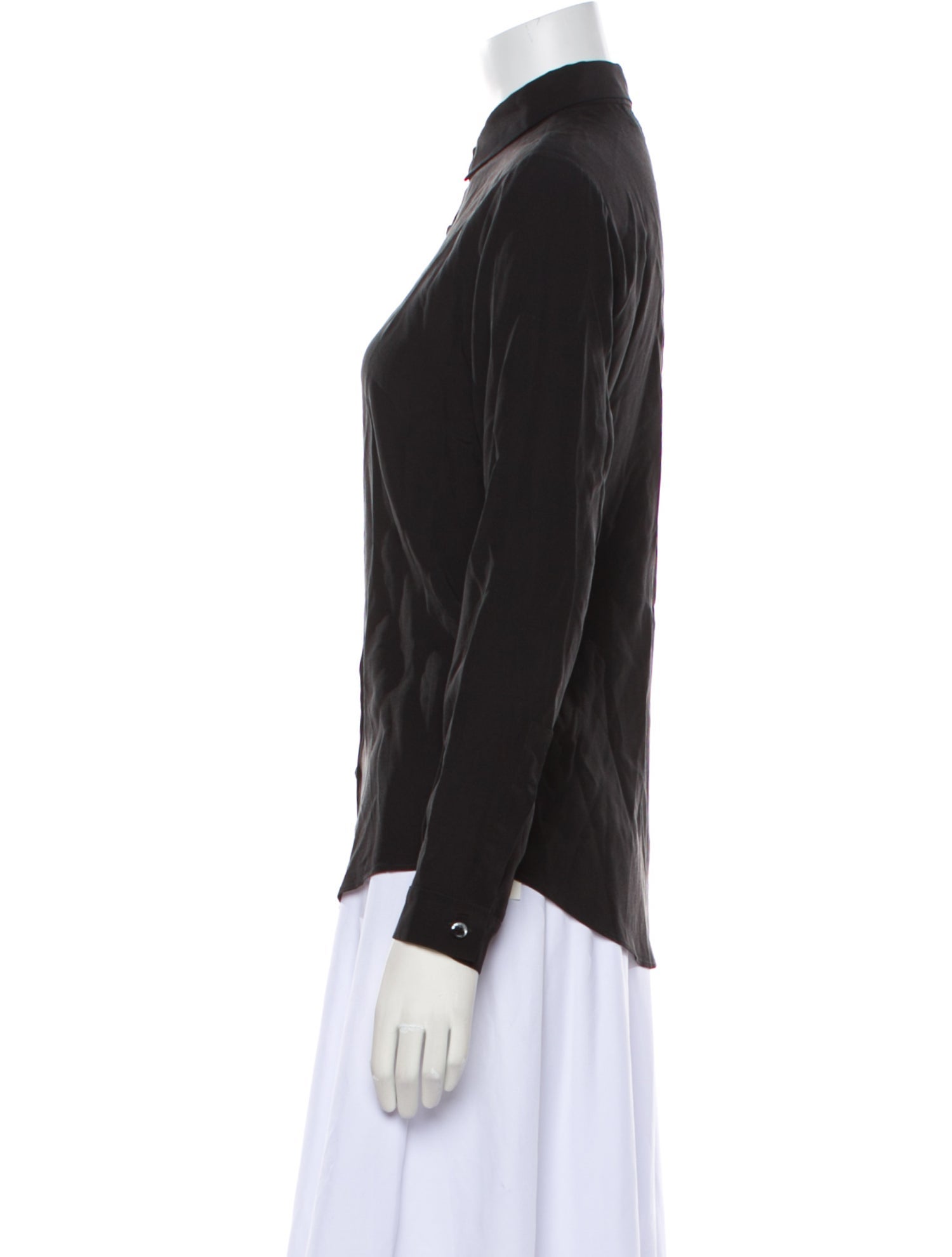 Del Core Silk Long Sleeve Button-Up Top