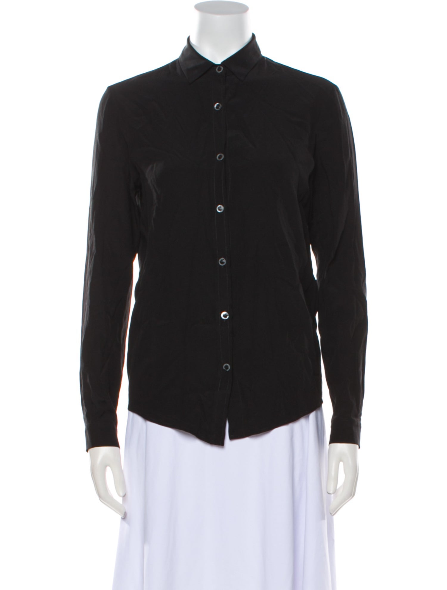 Del Core Silk Long Sleeve Button-Up Top
